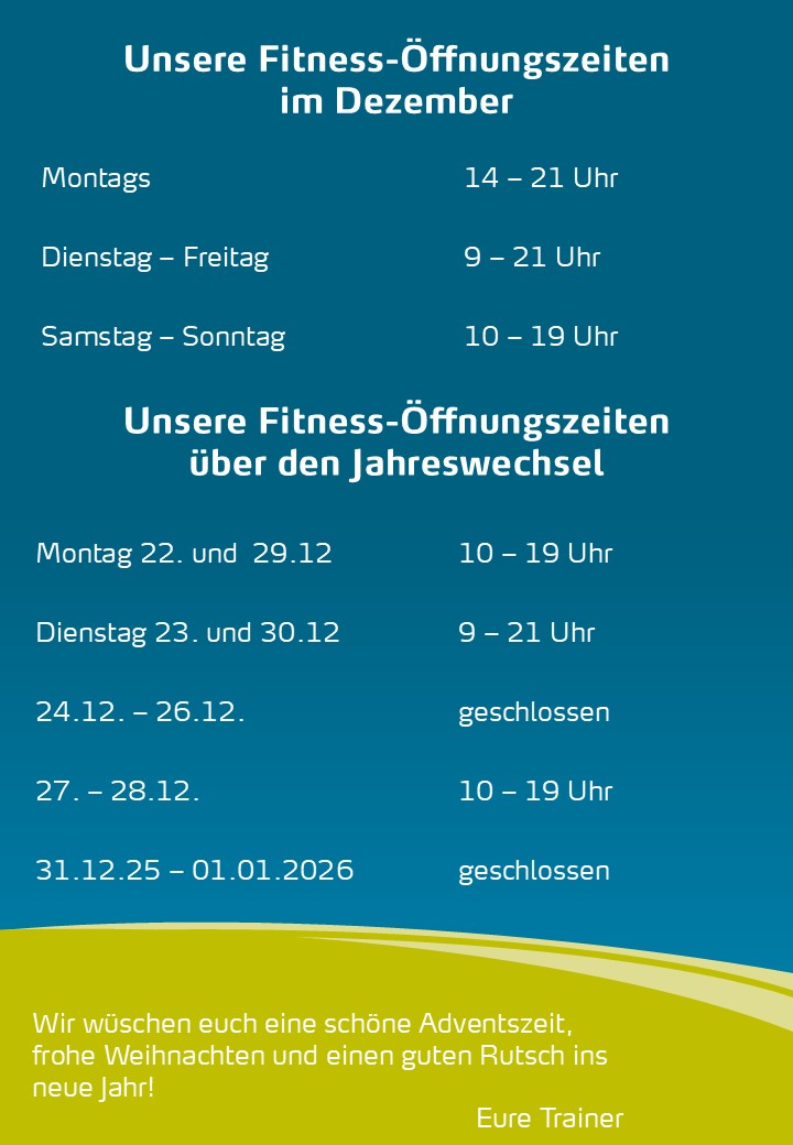 Öffnung Fitness Dezember